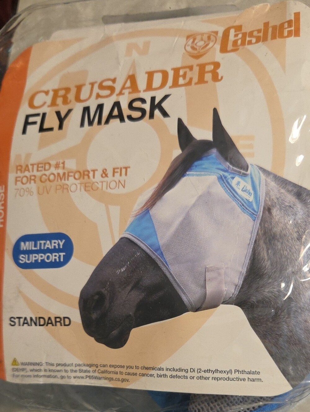 Crusader Fly Mask in Light Blue and Gray